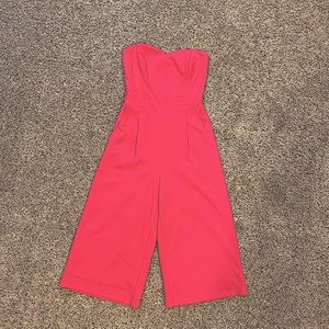 Hot Pink Strapless Jumpsuit